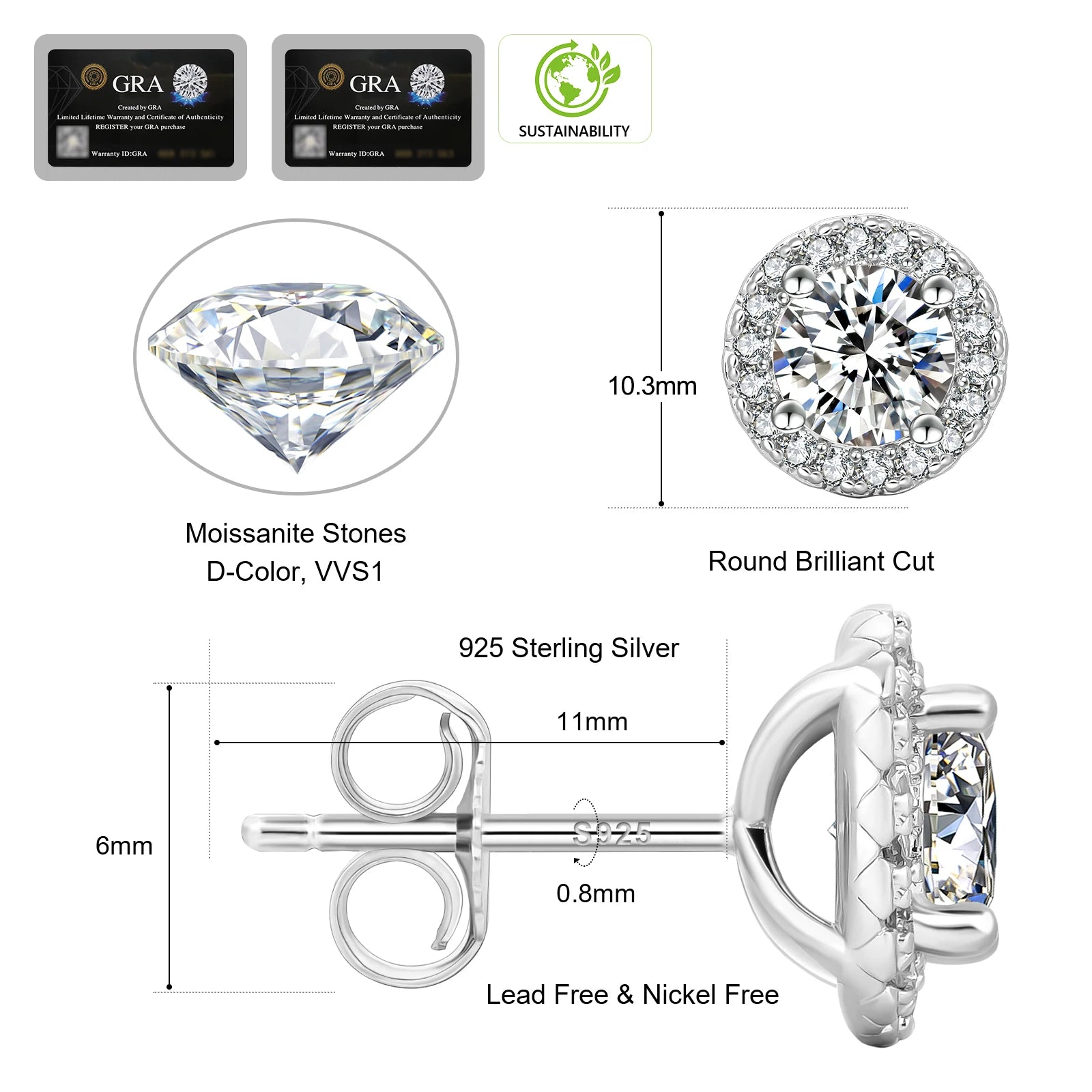 VVS Moissanite Diamond Earrings